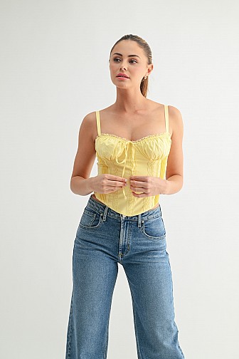 Lace-Up Satin Corset Top