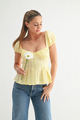 Regency Charm Puff-Sleeve Corset Top