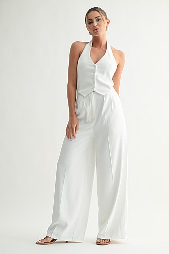 Halston Wide-Leg Vest Jumpsuit