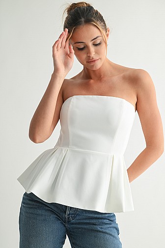 Sculpted Peplum Strapless Top