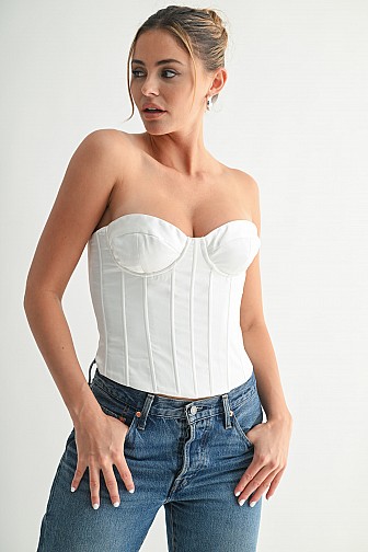 Lace Back Satin Corset Top
